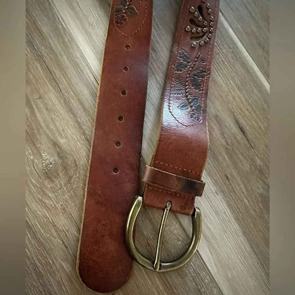 Express Boho Leather Laser Cut Belt